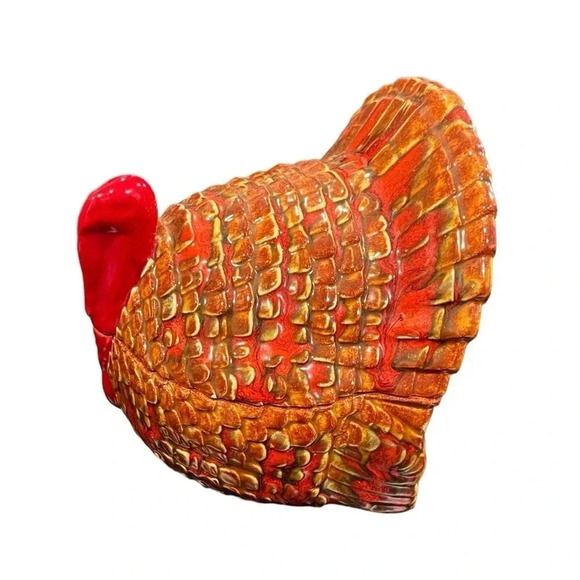Vintage 80s Hand Painted Ceramic Turkey Covered Thanksgiving Dish - Picture 11 of 11
